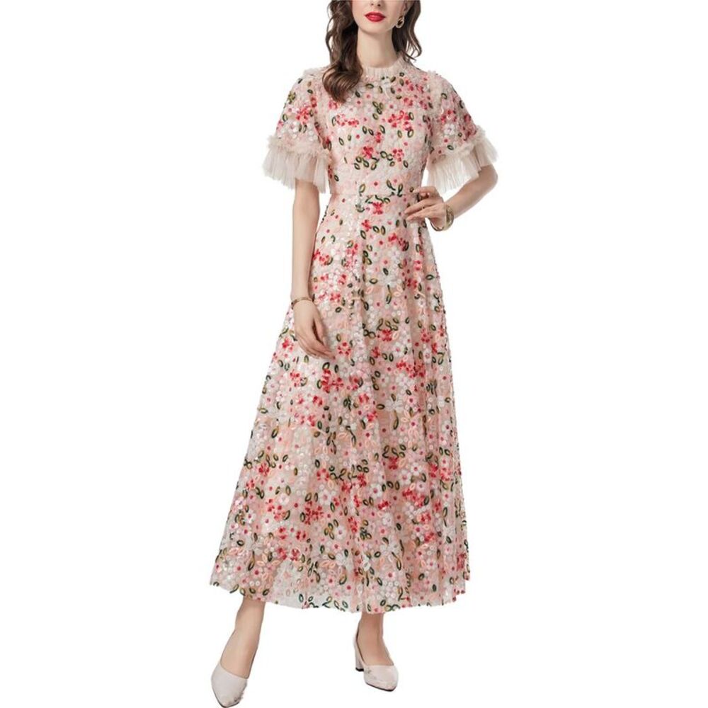 Burryco Womens Short Sleeve Maxi Dress